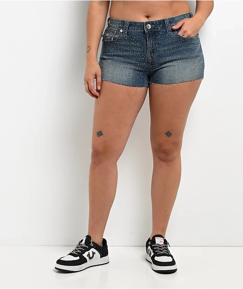 True Religion Joey Big T Flap Crystal Sugar Swirl Wash Shorts