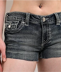 True Religion Joey Dandelion Fade Big T Flap Blue Wash Shorts
