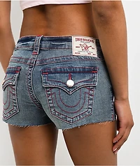 True Religion Joey Flap Floral Dream Blue Wash Low Rise Shorts