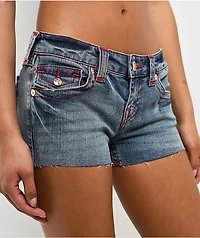 True Religion Joey Flap Floral Dream Blue Wash Low Rise Shorts
