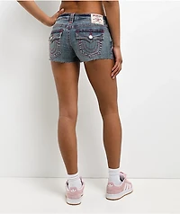 True Religion Joey Flap Floral Dream Blue Wash Low Rise Shorts
