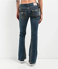 True Religion Joey Low Rise Saddle Stitch Dark Wash Flare Jeans