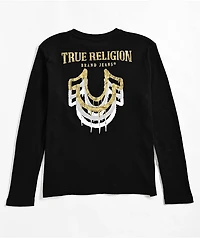 True Religion Kids Drip Black Thermal Long Sleeve T-Shirt