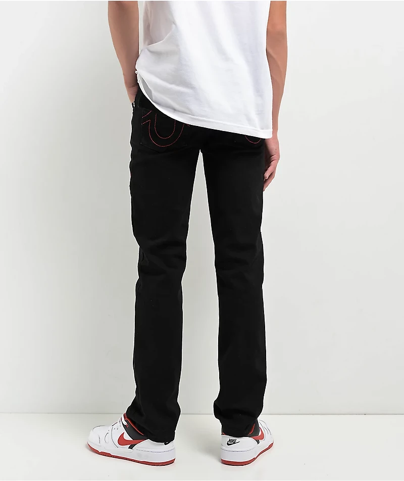 True Religion Kids Ricky Black & Red Relaxed Straight Leg Jeans