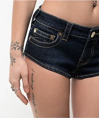 True Religion Low Rise Dark Wash Shorty Shorts