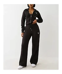 True Religion Lurex Buddha Black Straight Leg Sweatpants