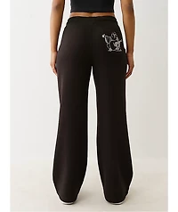 True Religion Lurex Buddha Black Straight Leg Sweatpants