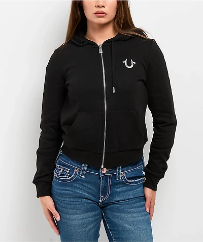 True Religion Lurex World Tour Black Zip Hoodie