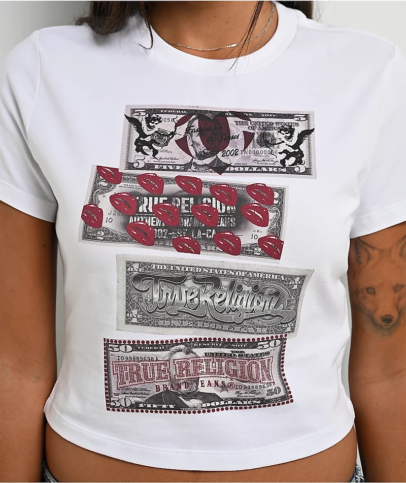 True Religion Money White Crop T-Shirt