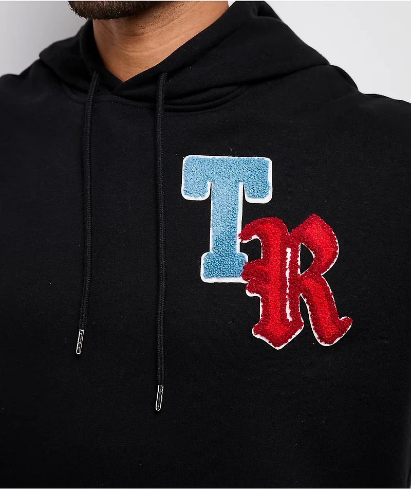 True Religion Multi Letter Logo Patch Black Hoodie