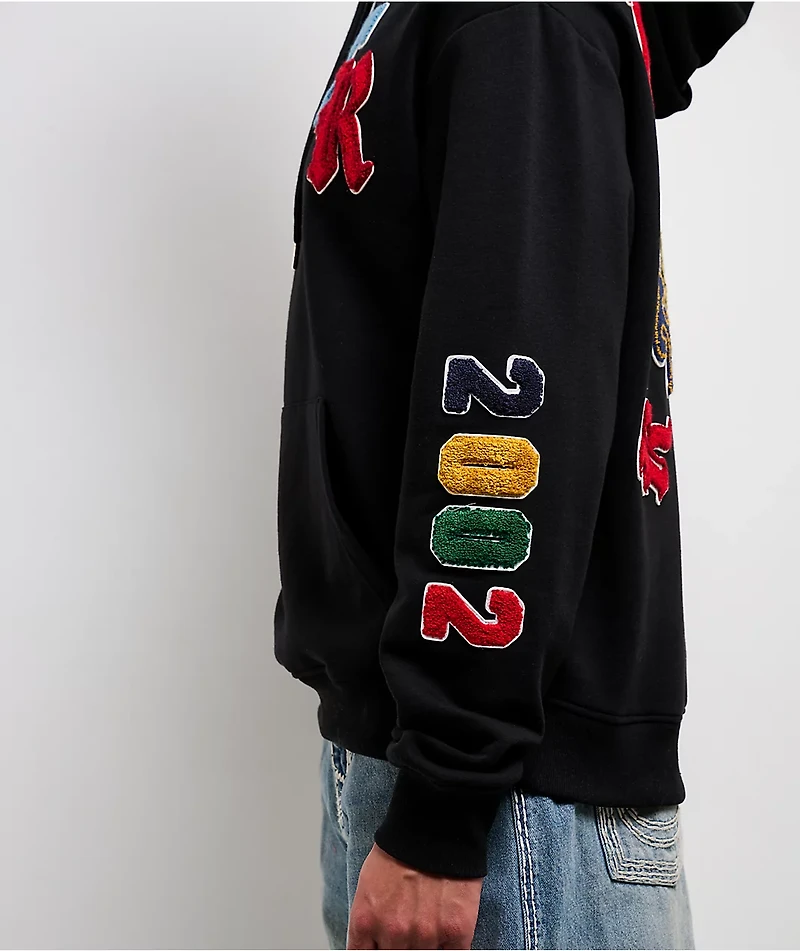 True Religion Multi Letter Logo Patch Black Hoodie