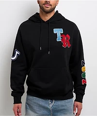 True Religion Multi Letter Logo Patch Black Hoodie