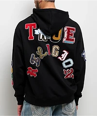 True Religion Multi Letter Logo Patch Black Hoodie