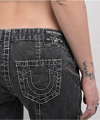 True Religion Natalie Jet Black Wash Low Rise Cargo Jeans