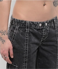 True Religion Natalie Jet Black Wash Low Rise Cargo Jeans