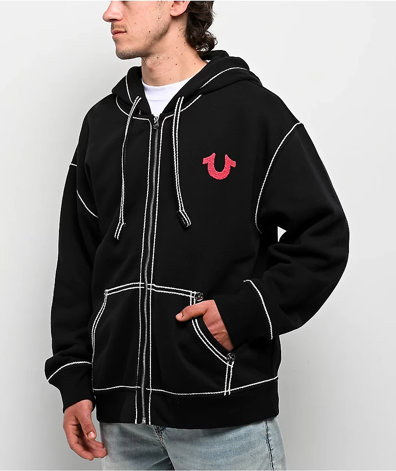 True Religion No.1 Black Zip Hoodie