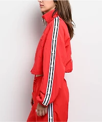 True Religion Nylon Red Shrunken Track Jacket