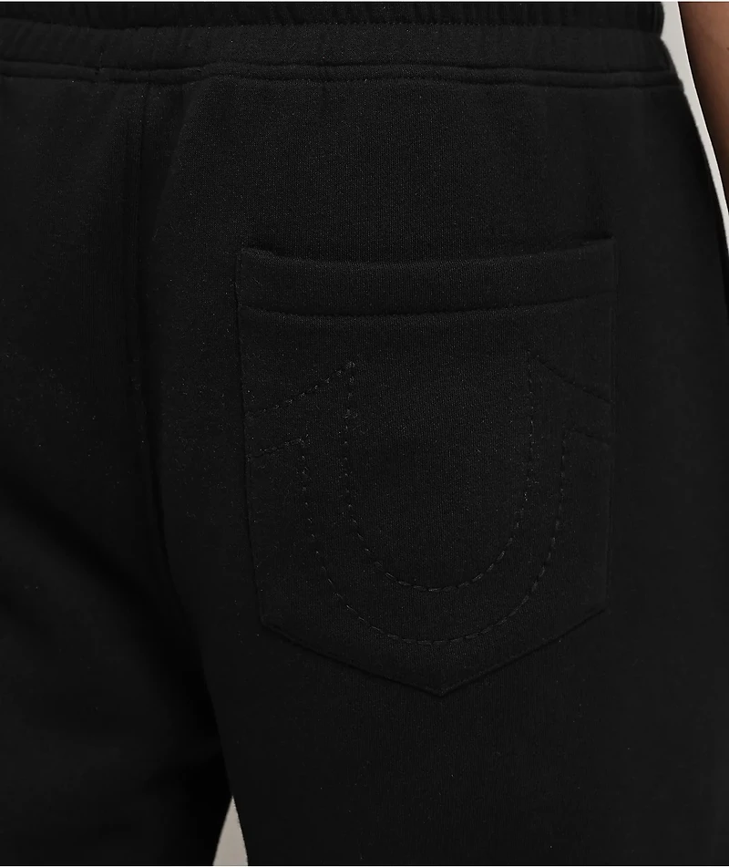 True Religion Old English Patch Black Boxy Zip Hoodie