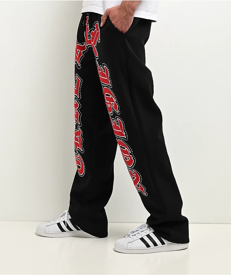 True Religion Old English Patch Black Boxy Zip Hoodie