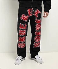 True Religion Old English Patch Black Boxy Zip Hoodie