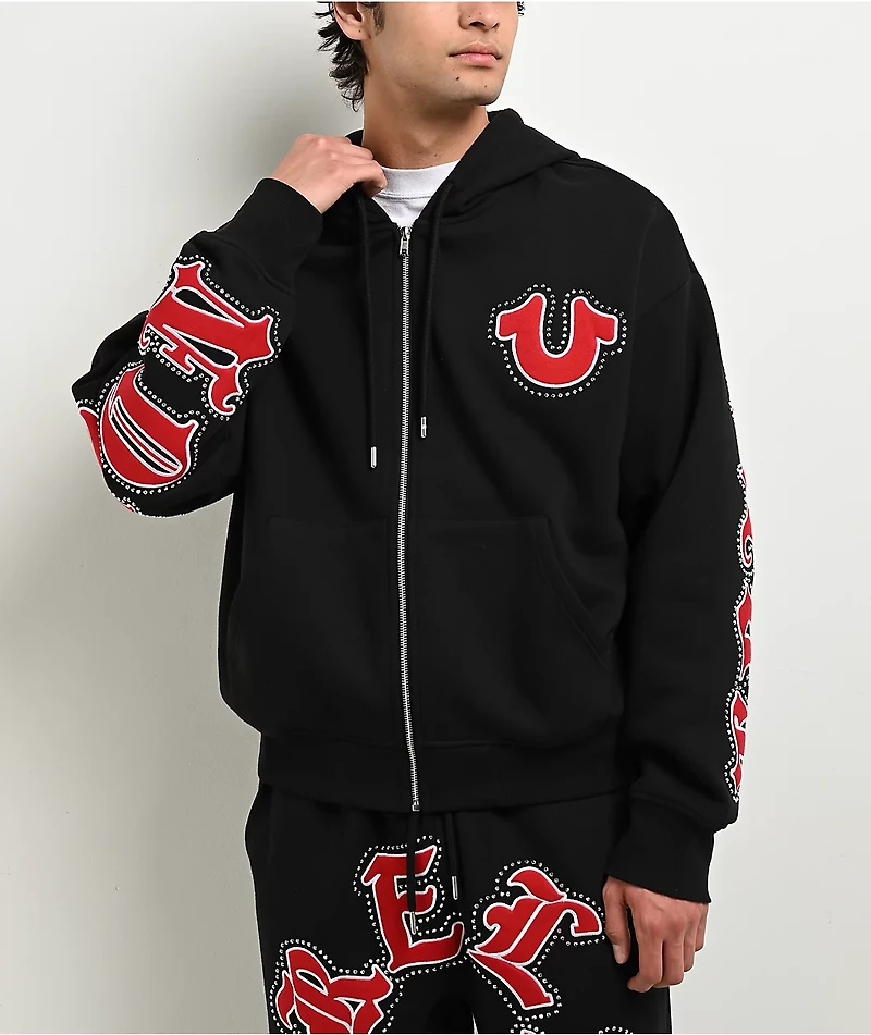 True Religion Old English Patch Black Sweatpants