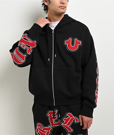 True Religion Old English Patch Black Sweatpants