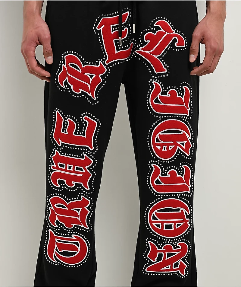 True Religion Old English Patch Black Sweatpants