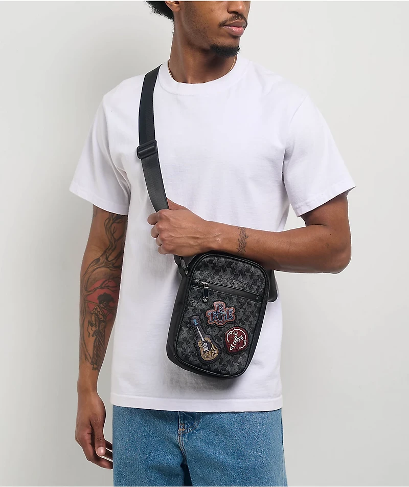 True Religion Patch Corgin Black Crossbody Bag
