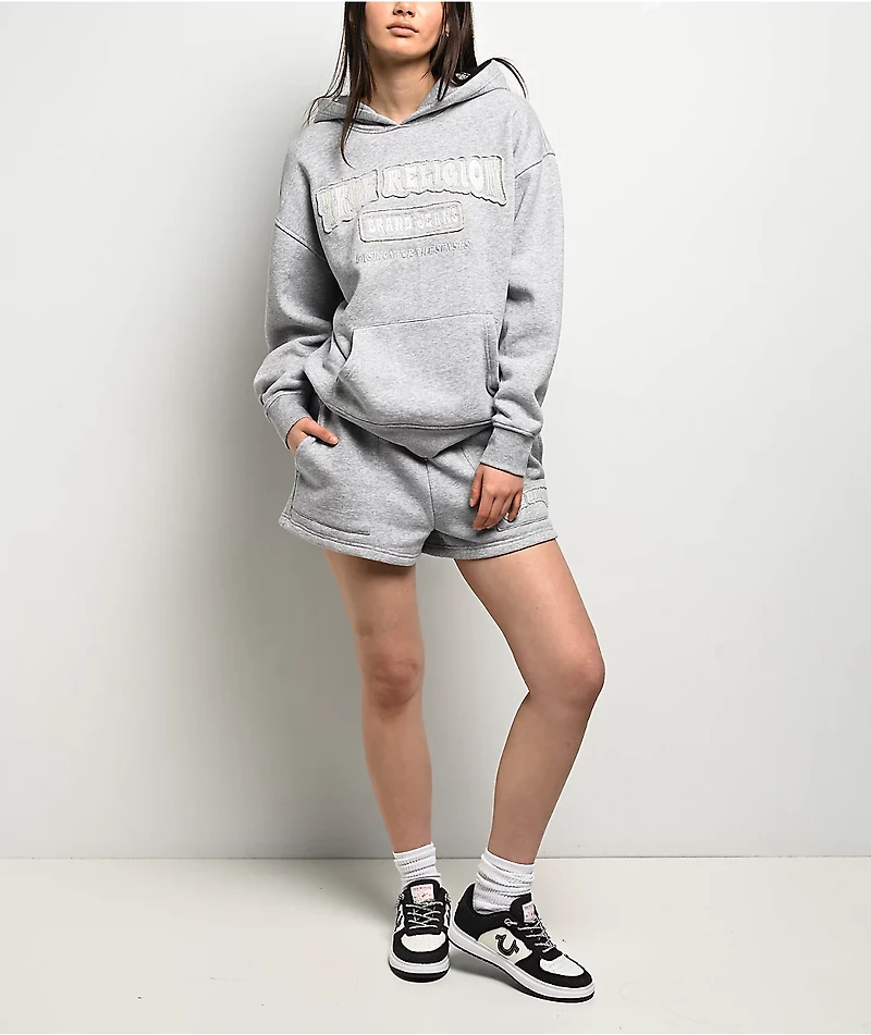 True Religion Patched Boyfriend Grey Hoodie