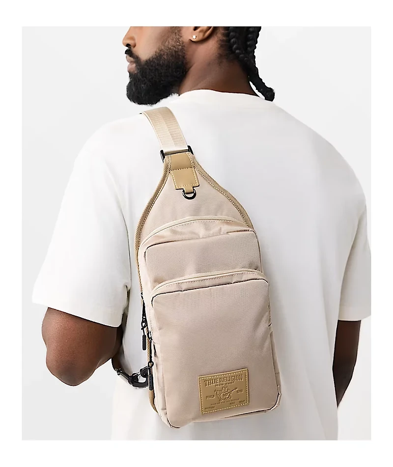 True Religion Pippen Scuffed Beige Sling Bag