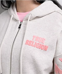 True Religion Puff-Print Heather Grey Zip Hoodie