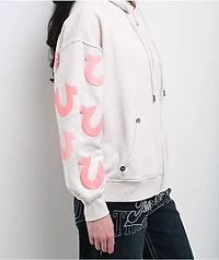 True Religion Puff-Print Heather Grey Zip Hoodie