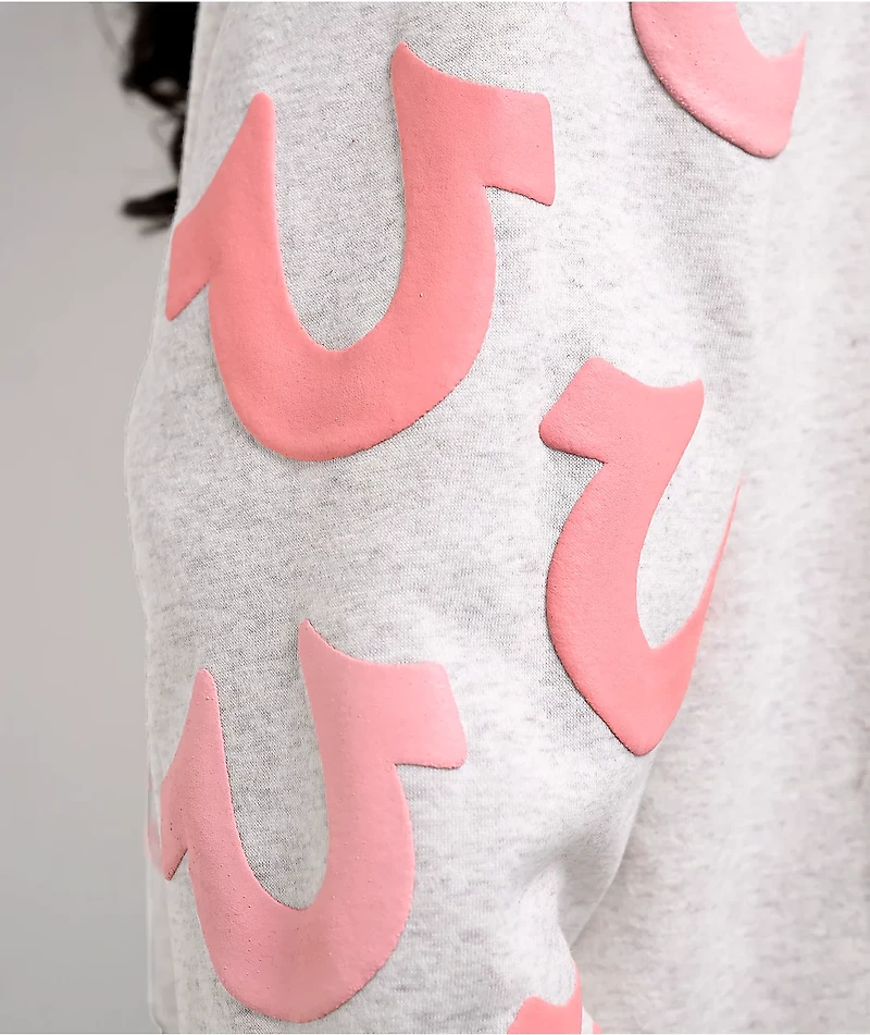 True Religion Puff-Print Heather Grey Zip Hoodie