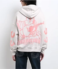True Religion Puff-Print Heather Grey Zip Hoodie
