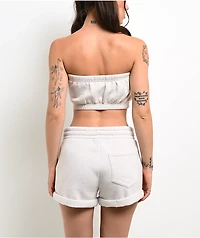 True Religion Puff-Print Heather Oatmeal Tube Top