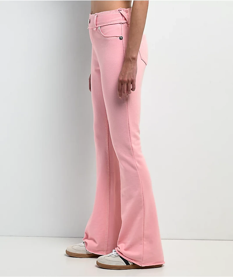 True Religion Raw Edge Big T Candy Pink Flare Sweatpants