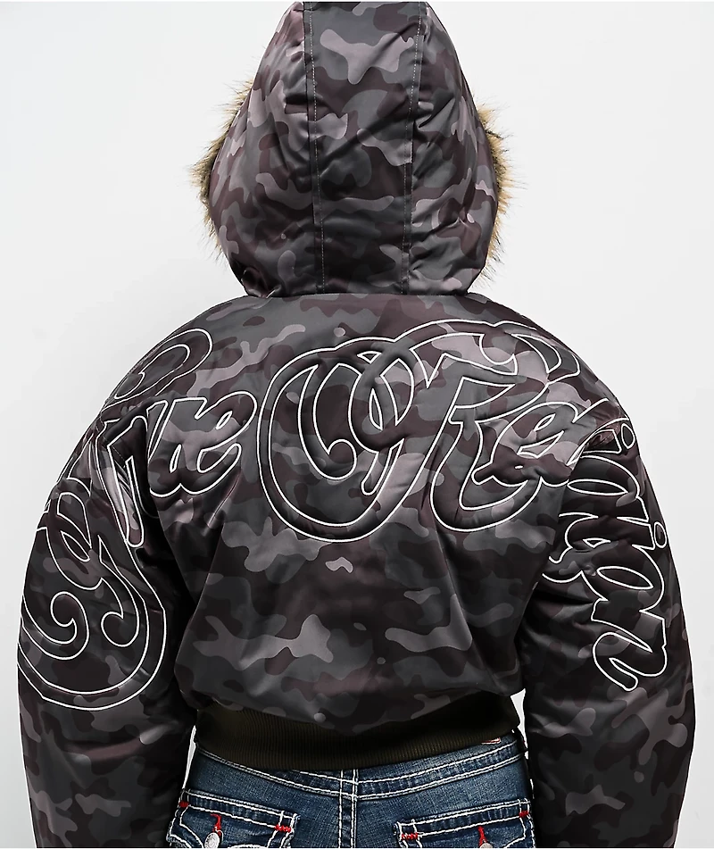 True Religion Relaxed Camo Crop Jacket