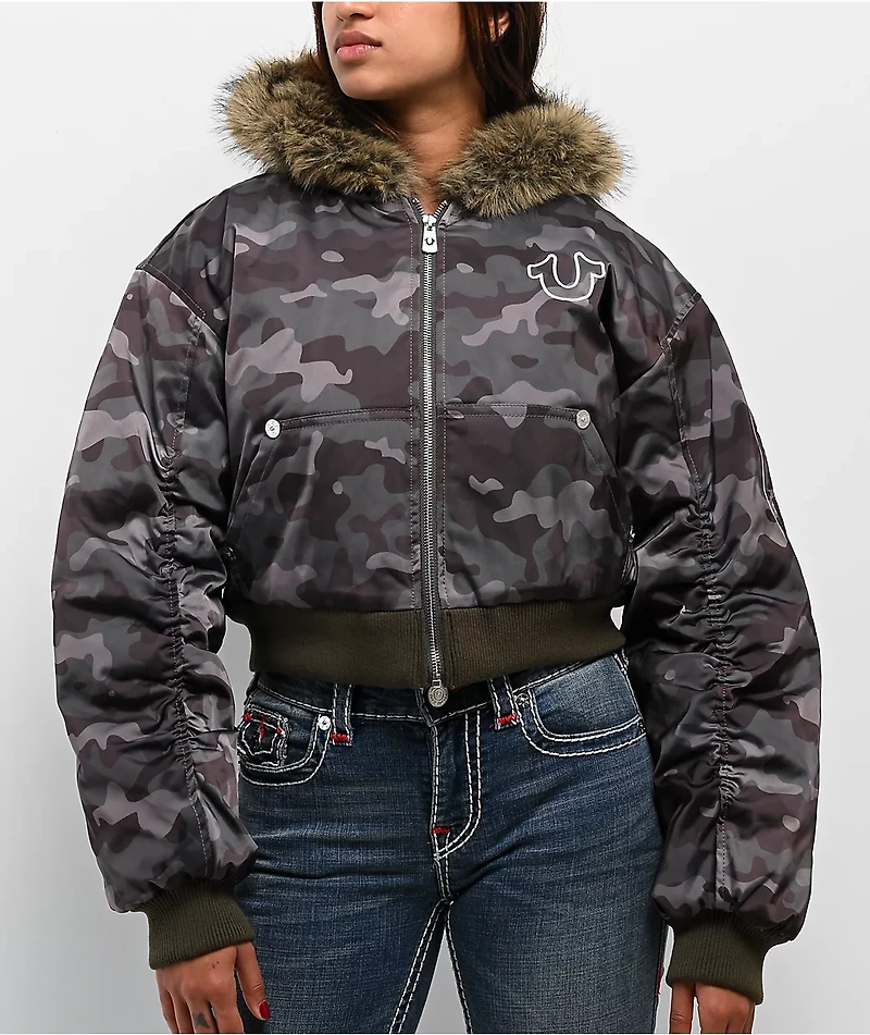 True Religion Relaxed Camo Crop Jacket