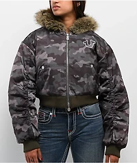 True Religion Relaxed Camo Crop Jacket