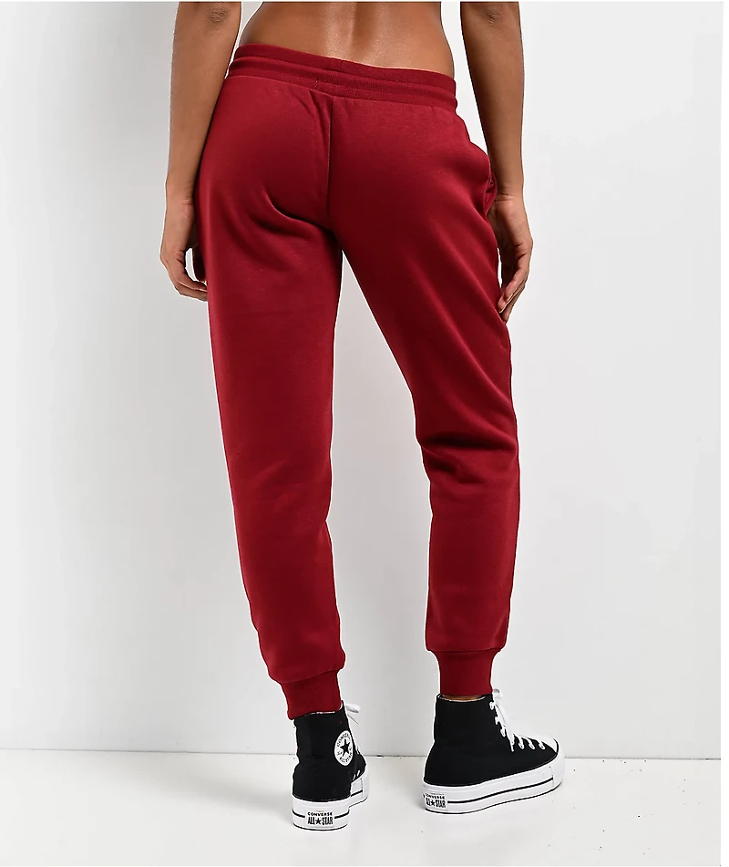 True Religion Retro Crystal Logo Ruby Red Jogger Sweatpants