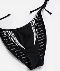 True Religion Rhinestone Wings Black High Leg Bikini Bottom