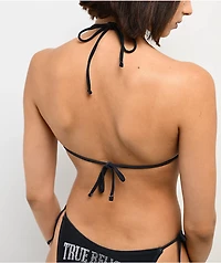 True Religion Rhinestone Wings Black Triangle Bikini Top