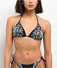 True Religion Rhinestone Wings Black Triangle Bikini Top