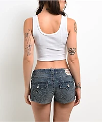 True Religion Ribbed White Button Up Crop Tank Top