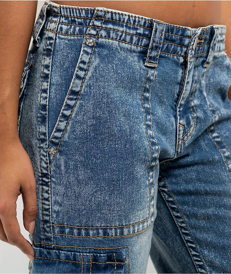 True Religion Ricki Blue Zip Cargo Jeans