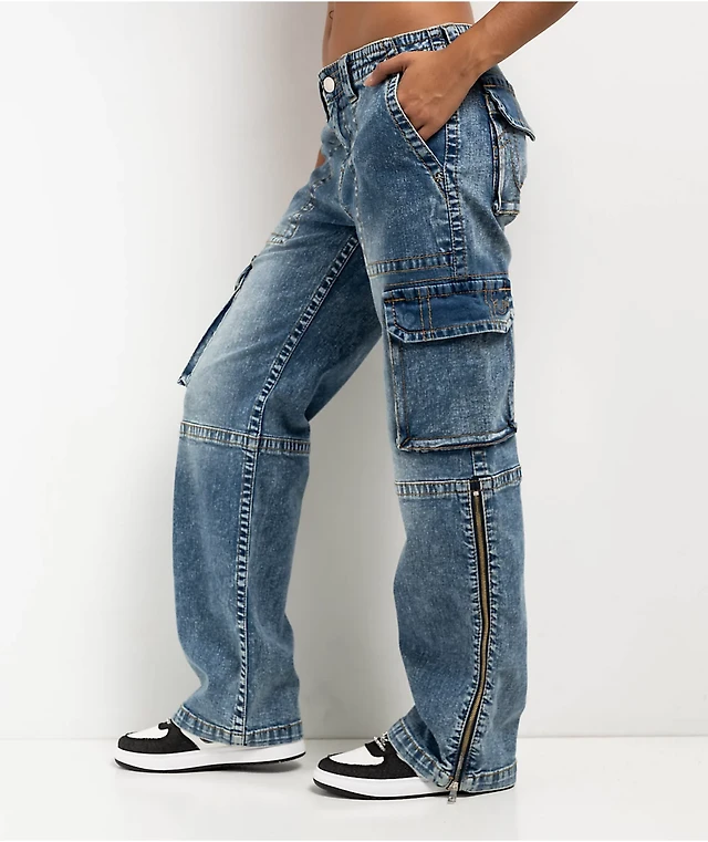 True Religion Ricki Blue Zip Cargo Jeans MainPlace Mall
