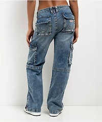 True Religion Ricki Blue Zip Cargo Jeans