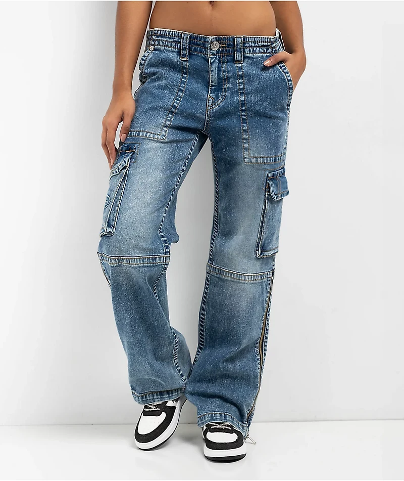 True Religion Ricki Blue Zip Cargo Jeans