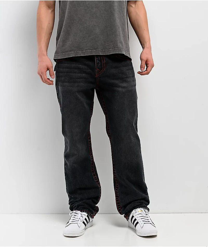 True Religion Ricky Big T Flap Blublack Wash Straight Leg Jeans