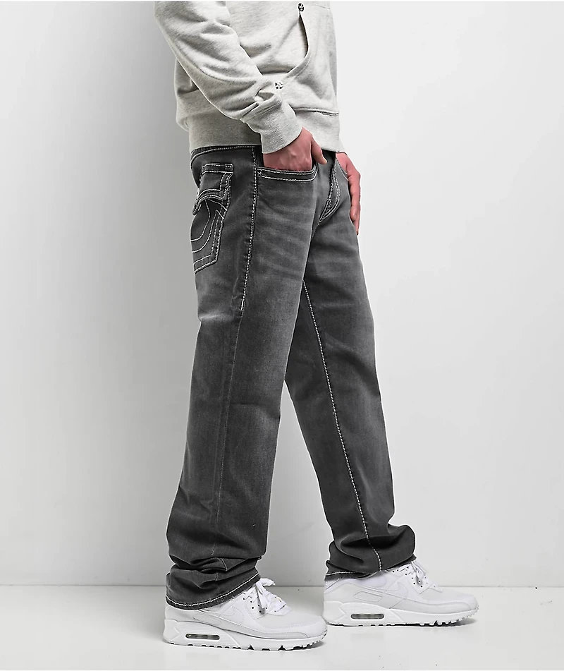 True Religion Ricky Big T Flap Grail Grey Wash Straight Leg Jeans
